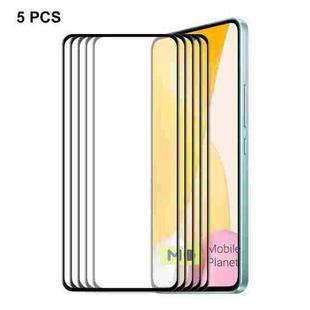 5 PCS For Xiaomi 12 Lite Full Glue Tempered Glass 6D Anti-scratch Full Film