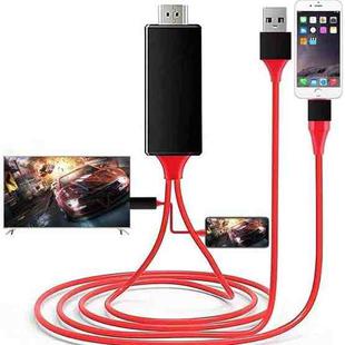 2m 1080P 8 Pin to HDMI Adapter Cable, Compatible with iPhone to HDMI Adapter(Red)