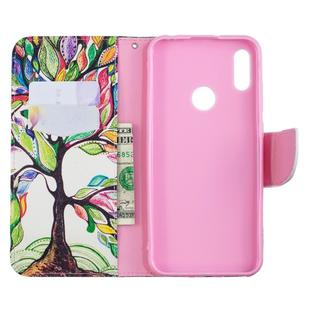 Colored Drawing Pattern Horizontal Flip Leather Case for Huawei Y6 & Y6 Pro 2019, with Holder & Card Slots & Wallet(Tree of Life)