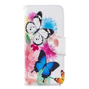 Colored Drawing Pattern Horizontal Flip Leather Case for Huawei Honor 8A, with Holder & Card Slots & Wallet(Two Butterflies)