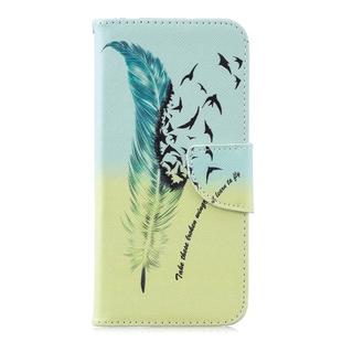 Colored Drawing Pattern Horizontal Flip Leather Case for Huawei Honor 8A, with Holder & Card Slots & Wallet(Feather Bird)