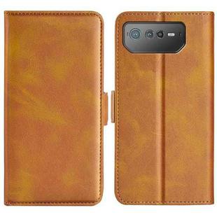 For Asus ROG Phone 6 Dual-side Magnetic Buckle Horizontal Flip Leather Phone Case(Yellow)