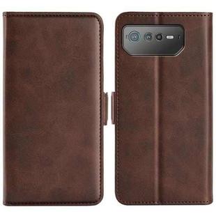 For Asus ROG Phone 6 Dual-side Magnetic Buckle Horizontal Flip Leather Phone Case(Brown)