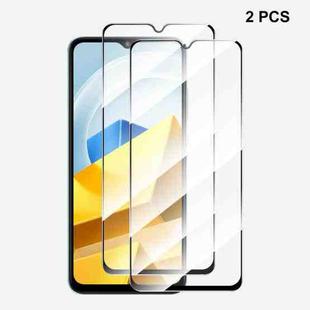 For Xiaomi Poco M5 2pcs ENKAY Full Glue 0.26mm 9H 2.5D Tempered Glass Full Film