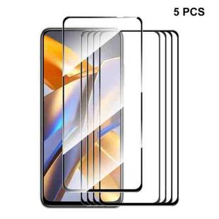 For Xiaomi Poco M5s 5pcs ENKAY Full Glue 0.26mm 9H 2.5D Tempered Glass Full Film