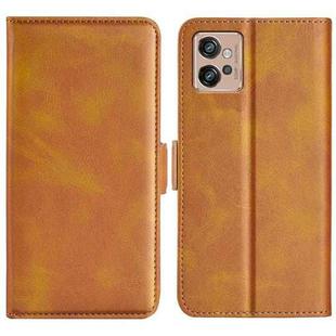 For Motorola Moto G32 Dual-side Magnetic Buckle Leather Phone Case(Yellow)