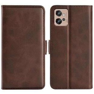 For Motorola Moto G32 Dual-side Magnetic Buckle Leather Phone Case(Brown)