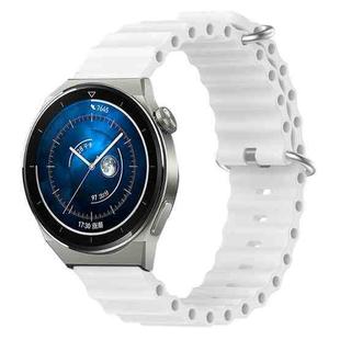 For Huawei Watch GT3 Pro 46mm 22mm Ocean Style Silicone Solid Color Watch Band(White)