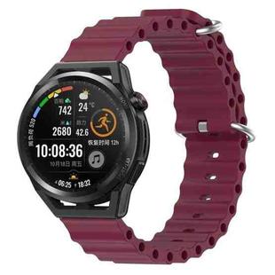 For Huawei Watch GT Runner 22mm Ocean Style Silicone Solid Color Watch Band(Wine Red)