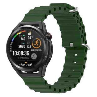 For Huawei Watch GT Runner 22mm Ocean Style Silicone Solid Color Watch Band(Army Green)