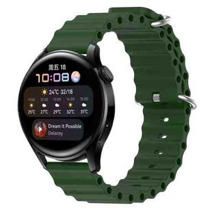 For Huawei Watch 3 22mm Ocean Style Silicone Solid Color Watch Band(Army Green)