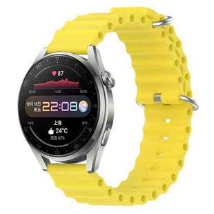 For Huawei Watch 3 Pro 22mm Ocean Style Silicone Solid Color Watch Band(Yellow)