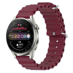 For Huawei Watch 3 Pro 22mm Ocean Style Silicone Solid Color Watch Band(Wine Red)