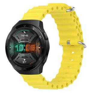 For Huawei Watch GT 2E 22mm Ocean Style Silicone Solid Color Watch Band(Yellow)