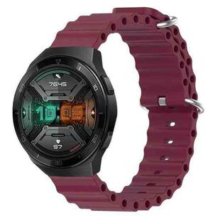For Huawei Watch GT 2E 22mm Ocean Style Silicone Solid Color Watch Band(Wine Red)