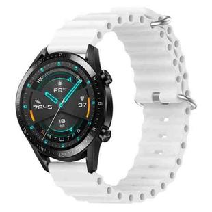 For Huawei GT2 46mm 22mm Ocean Style Silicone Solid Color Watch Band(White)