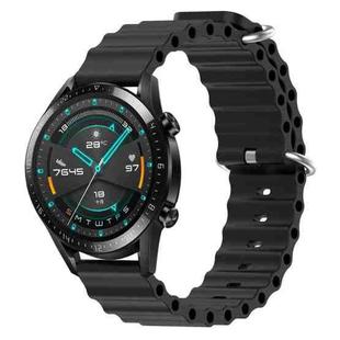 For Huawei GT2 46mm 22mm Ocean Style Silicone Solid Color Watch Band(Black)