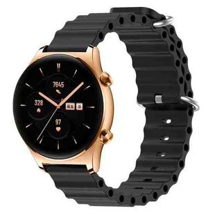For Honor Watch GS 3 22mm Ocean Style Silicone Solid Color Watch Band(Black)
