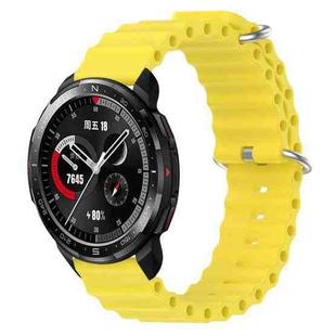 For Honor Watch GS Pro 22mm Ocean Style Silicone Solid Color Watch Band(Yellow)