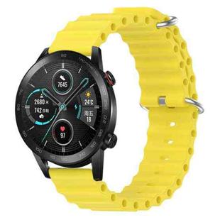 For Honor Magic Watch 2 46mm 22mm Ocean Style Silicone Solid Color Watch Band(Yellow)