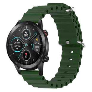 For Honor Magic Watch 2 46mm 22mm Ocean Style Silicone Solid Color Watch Band(Army Green)