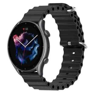 For Amazfit GTR 3 22mm Ocean Style Silicone Solid Color Watch Band(Black)