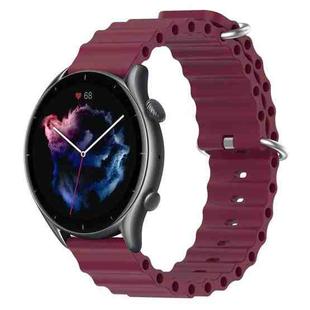 For Amazfit GTR 3 Pro 22mm Ocean Style Silicone Solid Color Watch Band(Wine Red)