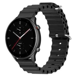 For Amazfit GTR 2e 22mm Ocean Style Silicone Solid Color Watch Band(Black)