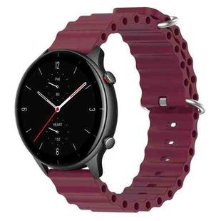 For Amazfit GTR 2e 22mm Ocean Style Silicone Solid Color Watch Band(Wine Red)