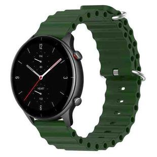 For Amazfit GTR 2e 22mm Ocean Style Silicone Solid Color Watch Band(Army Green)