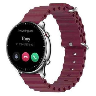 For Amazfit GTR 2 22mm Ocean Style Silicone Solid Color Watch Band(Wine Red)