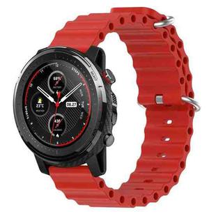 For Amazfit 3 22mm Ocean Style Silicone Solid Color Watch Band(Red)