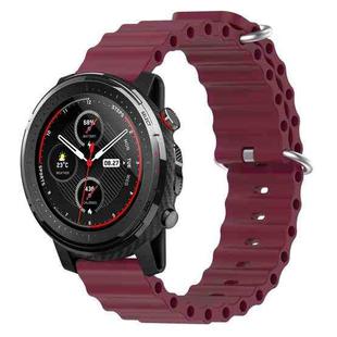 For Amazfit 3 22mm Ocean Style Silicone Solid Color Watch Band(Wine Red)