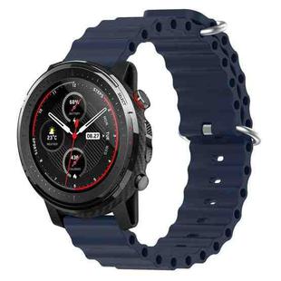 For Amazfit 3 22mm Ocean Style Silicone Solid Color Watch Band(Dark Blue)