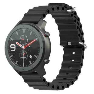For Amazfit GTR 47mm 22mm Ocean Style Silicone Solid Color Watch Band(Black)