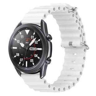 For Samsung Galaxy Watch3 45mm 22mm Ocean Style Silicone Solid Color Watch Band(White)