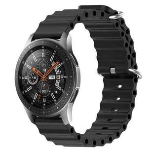 For Samsung Galaxy Watch 46mm 22mm Ocean Style Silicone Solid Color Watch Band(Black)