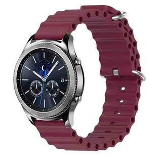 For Samsung Gear S3 Classic 22mm Ocean Style Silicone Solid Color Watch Band(Wine Red)