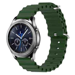 For Samsung Gear S3 Classic 22mm Ocean Style Silicone Solid Color Watch Band(Army Green)