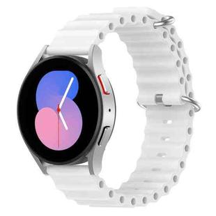 For Samsung Galaxy Watch 5 44mm 20mm Ocean Style Silicone Solid Color Watch Band(White)
