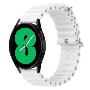 For Samsung Galaxy Watch 4 44mm 20mm Ocean Style Silicone Solid Color Watch Band(White)