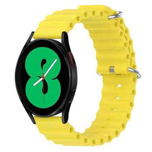 For Samsung Galaxy Watch 4 44mm 20mm Ocean Style Silicone Solid Color Watch Band(Yellow)