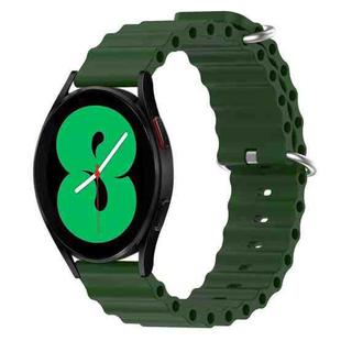 For Samsung Galaxy Watch 4 44mm 20mm Ocean Style Silicone Solid Color Watch Band(Army Green)