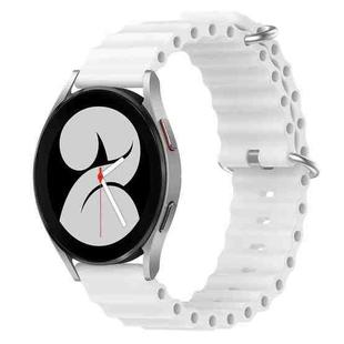 For Samsung Galaxy Watch 4 40mm 20mm Ocean Style Silicone Solid Color Watch Band(White)