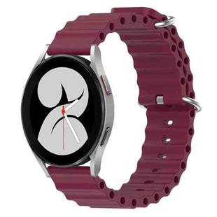 For Samsung Galaxy Watch 4 40mm 20mm Ocean Style Silicone Solid Color Watch Band(Wine Red)