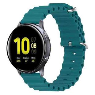 For Samsung Galaxy Watch Active 2 40mm 20mm Ocean Style Silicone Solid Color Watch Band(Green)