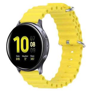 For Samsung Galaxy Watch Active 2 44mm 20mm Ocean Style Silicone Solid Color Watch Band(Yellow)