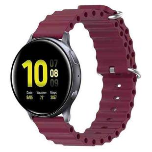 For Samsung Galaxy Watch Active 2 44mm 20mm Ocean Style Silicone Solid Color Watch Band(Wine Red)