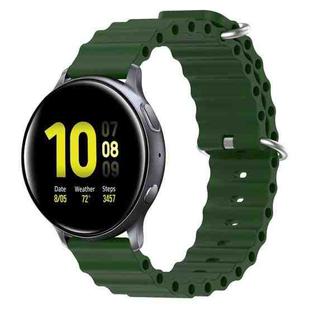 For Samsung Galaxy Watch Active 2 44mm 20mm Ocean Style Silicone Solid Color Watch Band(Army Green)