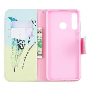 Colored Drawing Pattern Horizontal Flip Leather Case for Huawei P30 Lite,with Holder & Card Slots & Wallet(Feather Bird)
